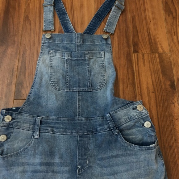 Wallflower distressed jean bib overalls size L - Picture 5 of 11